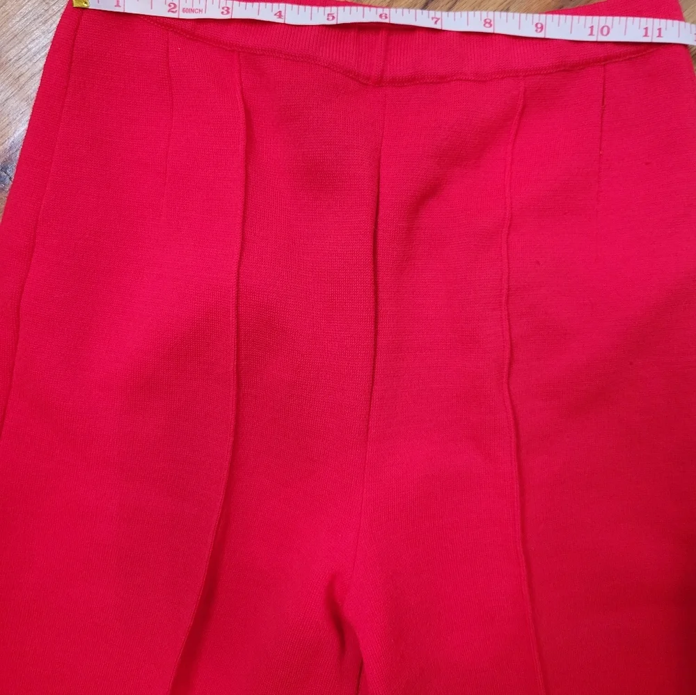 Vintage 1960s Sebastian Red Belted Jacket and Pant Suit With Gold Buttons Set - Picture 13 of 16